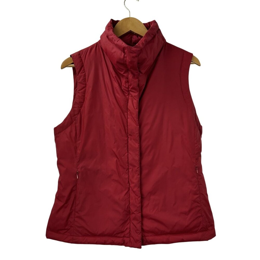 Eileen Fisher Women's Size Medium Red Down Full Zip High Neck Vest Sleeveless